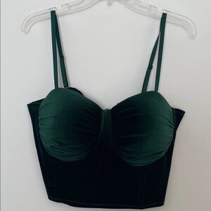 Fashion Nova Dark Green Velvet Bustier Top size 1X